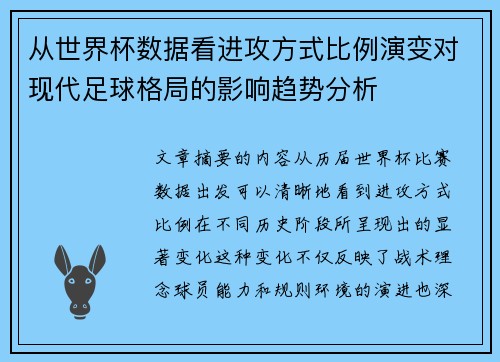 从世界杯数据看进攻方式比例演变对现代足球格局的影响趋势分析 从世界杯数据看进攻方式比例演变对现代足球格局的影响趋势分析